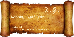 Kansky Győző névjegykártya